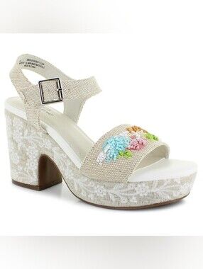 Jessica Cline Magnolia Beaded Pastel Platform Wedge Sandals Size 7